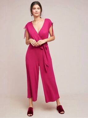 Anthropologie Moulinette Soeurs Alisande Jumpsuit Raspberry Size XXS NWT